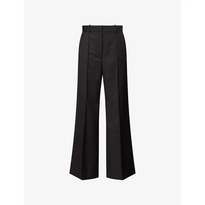 Camilla And Marc Womens Espresso Saxony Pintuck Woven Trousers In Black