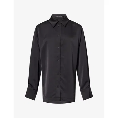 Camilla And Marc Womens Ground Long-sleeve Satin Shirt Black