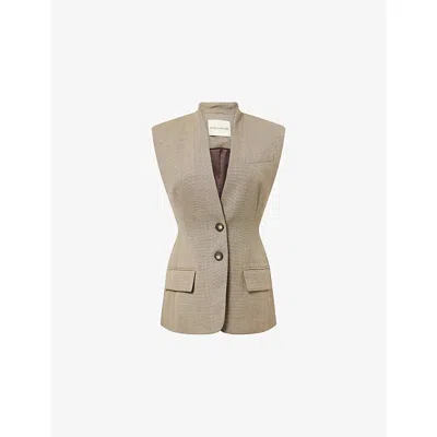 Camilla And Marc Womens Halden Padded-shoulder Woven Vest Taupe