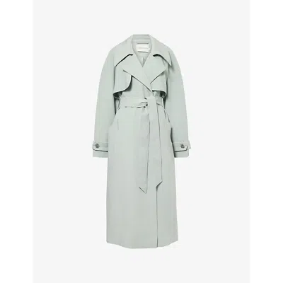 Camilla And Marc Womens Sage Green Moriallas Relaxed Woven Trench Coat Xs