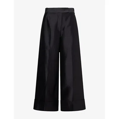 Camilla And Marc Womens Sona Cropped Wool-and-silk Trousers Black