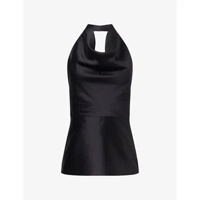 Camilla And Marc Womens Sona Halterneck Wool-and-silk Top Black