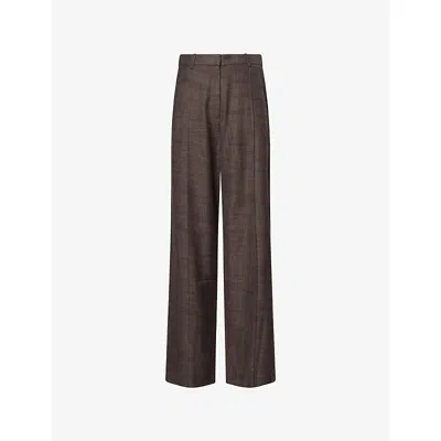 Camilla And Marc Womens Verna Straight-leg Wool-blend Trousers Choc Texture