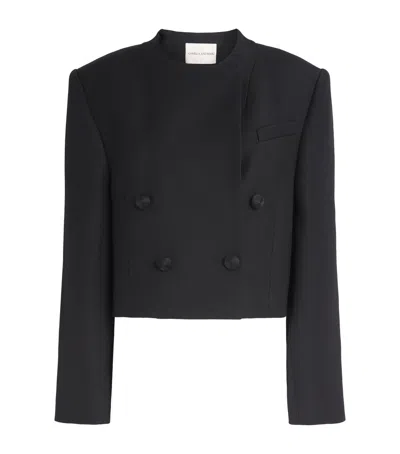 Camilla And Marc Wool Collarless Caius Blazer In Black