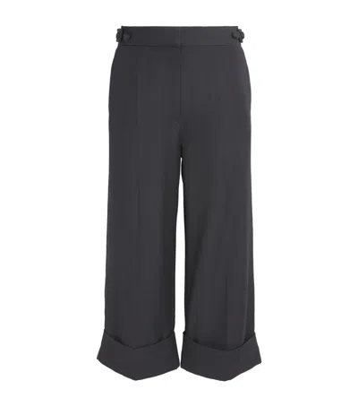 Camilla And Marc Wool Cropped Caius Manstyle Trousers In Black