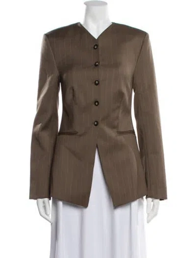 Pre-owned Camilla And Marc Wool Striped Blazer W/ Tags In Brown
