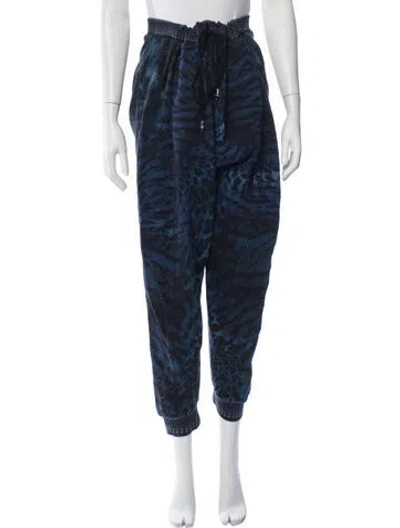 Pre-owned Camilla Animal Print Beaded Accents Sweatpants In Blue