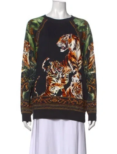Pre-owned Camilla Animal Print Crew Neck Sweatshirt In Black