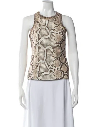 Pre-owned Camilla Animal Print Crew Neck Top In Neutral
