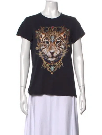 Pre-owned Camilla Animal Print Crew Neck T-shirt In Black