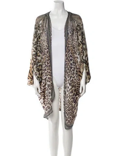 Pre-owned Camilla Animal Print Crystal Embellishments Cover-up In Brown