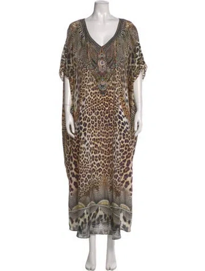 Pre-owned Camilla Animal Print Long Dress In Multi