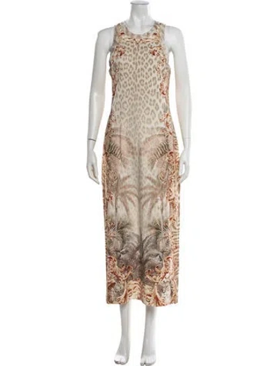 Pre-owned Camilla Animal Print Long Dress In Neutral