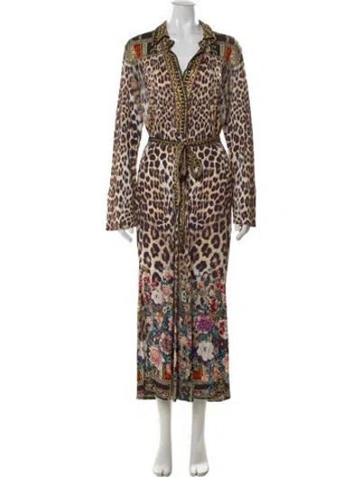 Pre-owned Camilla Animal Print Long Dress In Neutral