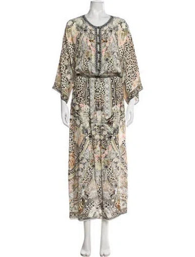 Pre-owned Camilla Animal Print Long Dress In Neutrals