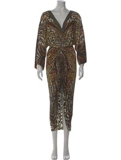 Pre-owned Camilla Animal Print Long Dress W/ Tags In Brown