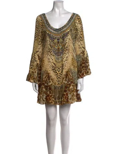 Pre-owned Camilla Animal Print Mini Dress In Neutrals