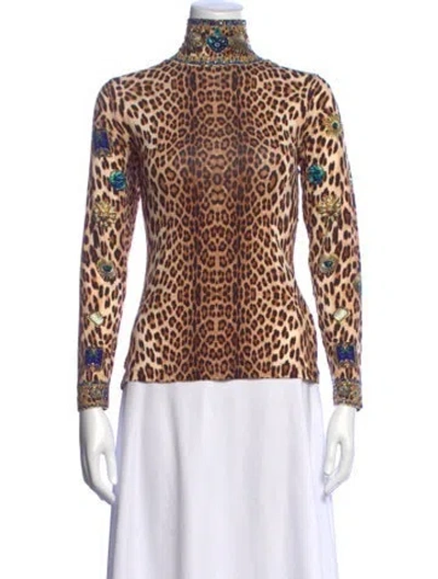 Pre-owned Camilla Animal Print Mock Neck Top W/ Tags In Multicolor