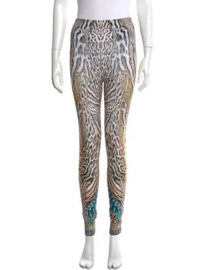 Pre-owned Camilla Animal Print Skinny Leg Pants In Neutral
