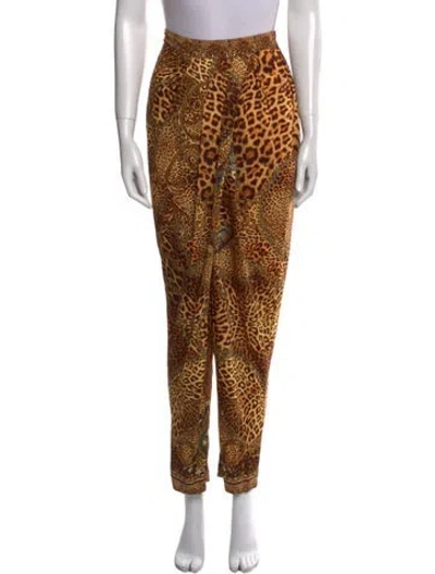 Pre-owned Camilla Animal Print Straight Leg Pants In Neutral