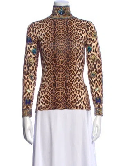 Pre-owned Camilla Animal Print Turtleneck Top W/ Tags In Multicolor
