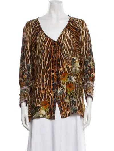 Pre-owned Camilla Animal Print V-neck Blouse In Multi
