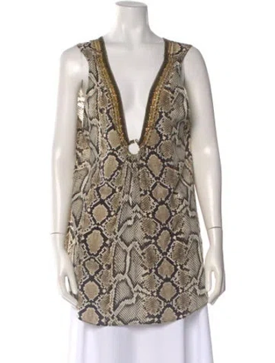 Pre-owned Camilla Animal Print V-neck Tunic In Multi