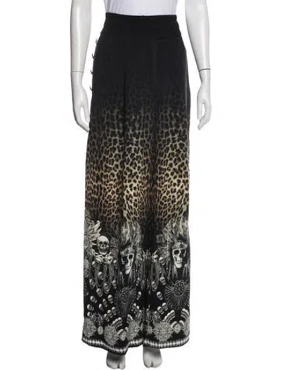 Pre-owned Camilla Animal Print Wide Leg Pants In Black