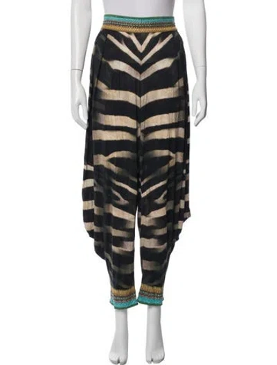 Pre-owned Camilla Animal Print Wide Leg Pants In Black