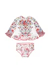 Camilla Portuguese Folklore-print Swim Set In White
