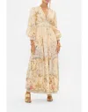 Camilla Button Maxi Dress With Shaped Waistband In Adorned In Antiquity In Neutrals