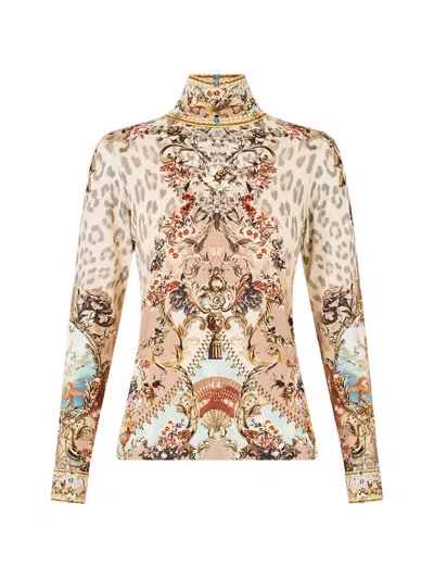 Camilla Aranjuez Animalia Turtleneck Blouse In Neutral