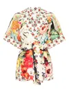 Camilla Double-breasted Belted Printed Linen And Silk-blend Jacket In Multi