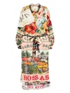 Camilla Silk Printed High Low Midi Shirtdress In Multi