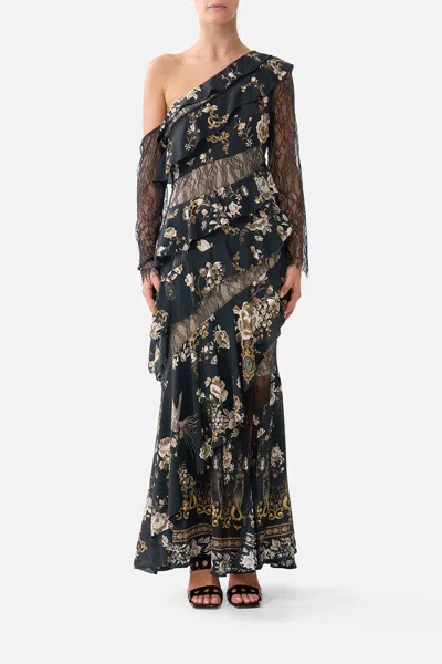 Camilla Asymmetric Frill Panelled Dress Flamenco Folklore In Black
