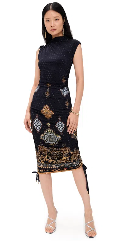 Camilla Asymmetric Ruched Jersey Dress The Imperial Gate In Black