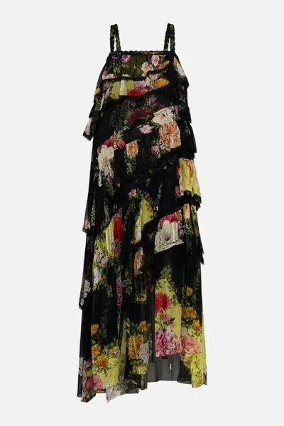 CAMILLA ASYMMETRIC SPLICED LACE DRESS ADORNED IN ALEXANDRIA