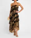 Camilla Asymmetric Spliced Lace Dress In Era Of Empires In Black