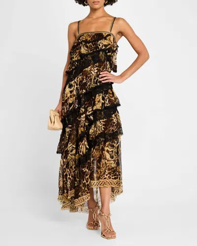Camilla Asymmetric Spliced Lace Dress In Era Of Empires In Black
