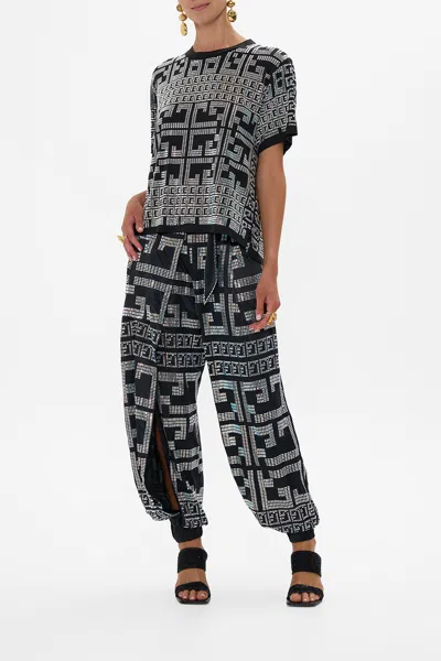 Camilla Asymmetrical Belted Pant Read My Glyphs In Black