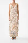 Camilla Lace-trimmed Ruffled Floral-print Silk-chiffon Maxi Dress In Brown