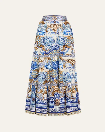 Camilla Azul Adventures High-waisted Tiered Skirt In Multi