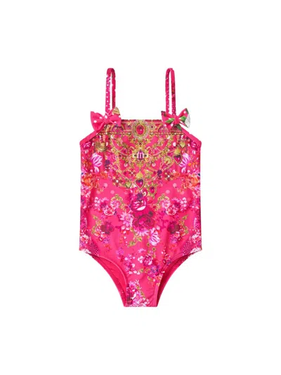 Camilla Baby Girl's Bow-accented Printed One-piece Swimwear In Pink