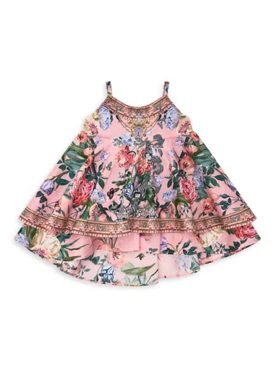Camilla Baby Girl's Floral Print High-low Dress In Woodblock Wonder