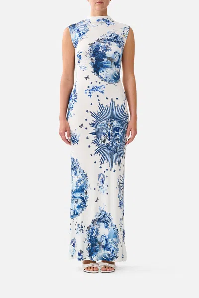Camilla Back Detail Tank Dress The Porcelain Parlour In Blue