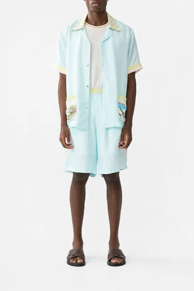 Camilla Baggy Mid Length Walk Short With Love From Lisbon In Blue
