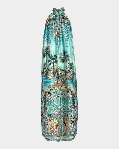 Camilla Balearic Halter Maxi Dress In Blue