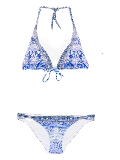 Camilla Ball Trim Tri Bikini In Blue