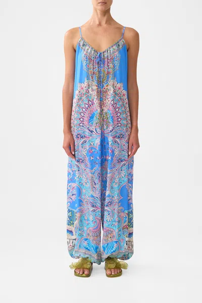 Camilla Balloon Jumpsuit Footsteps In Folklore In Blue