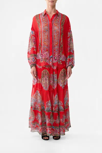 Camilla Balloon Sleeve Blouse Artisans Of Anatolia In Red